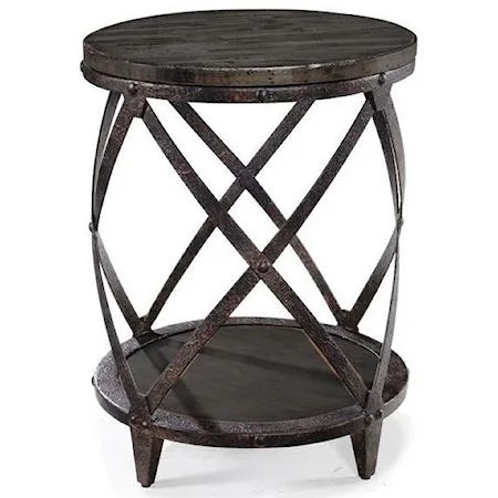 Round Accent Table with Shelf